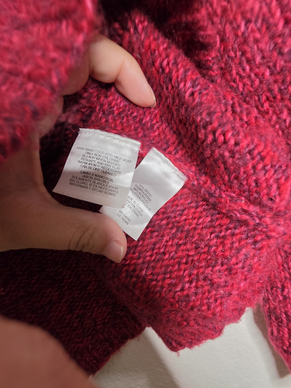 Jones New York Signature Womens Red Chunky Knit V-Neck Cardigan Dolman Sz L - Picture 3 of 12